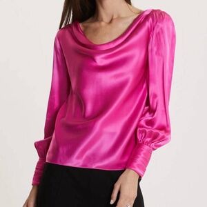 Tyler Böe 100% Silk Cowl Neck Blouse NWT | French Pink | Size M |
